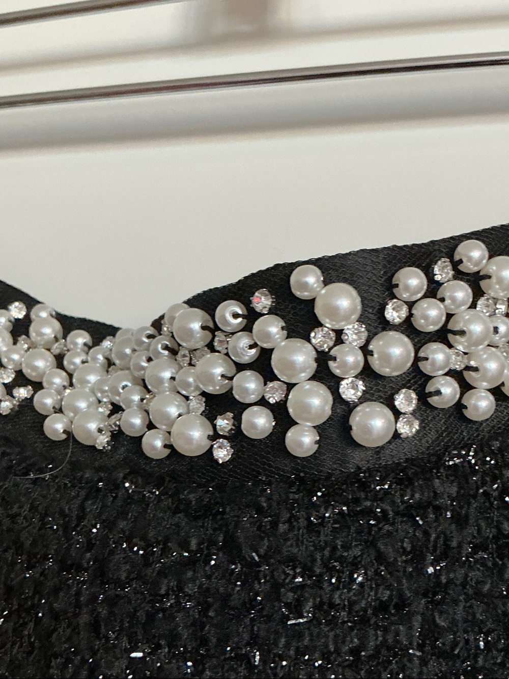 Black Tweed A-Line Pearl Trim Skirt - Picture 2 of 3